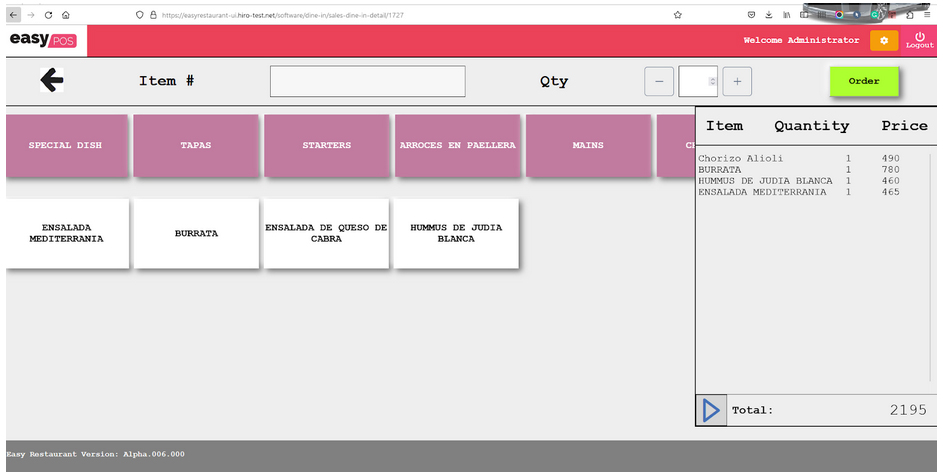 Easy Restaurant Dine in detail module