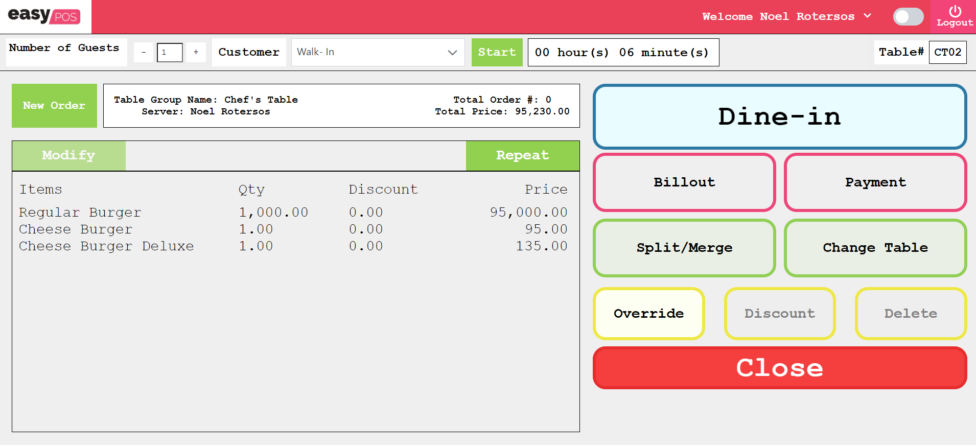 Easy Restaurant Dashboard