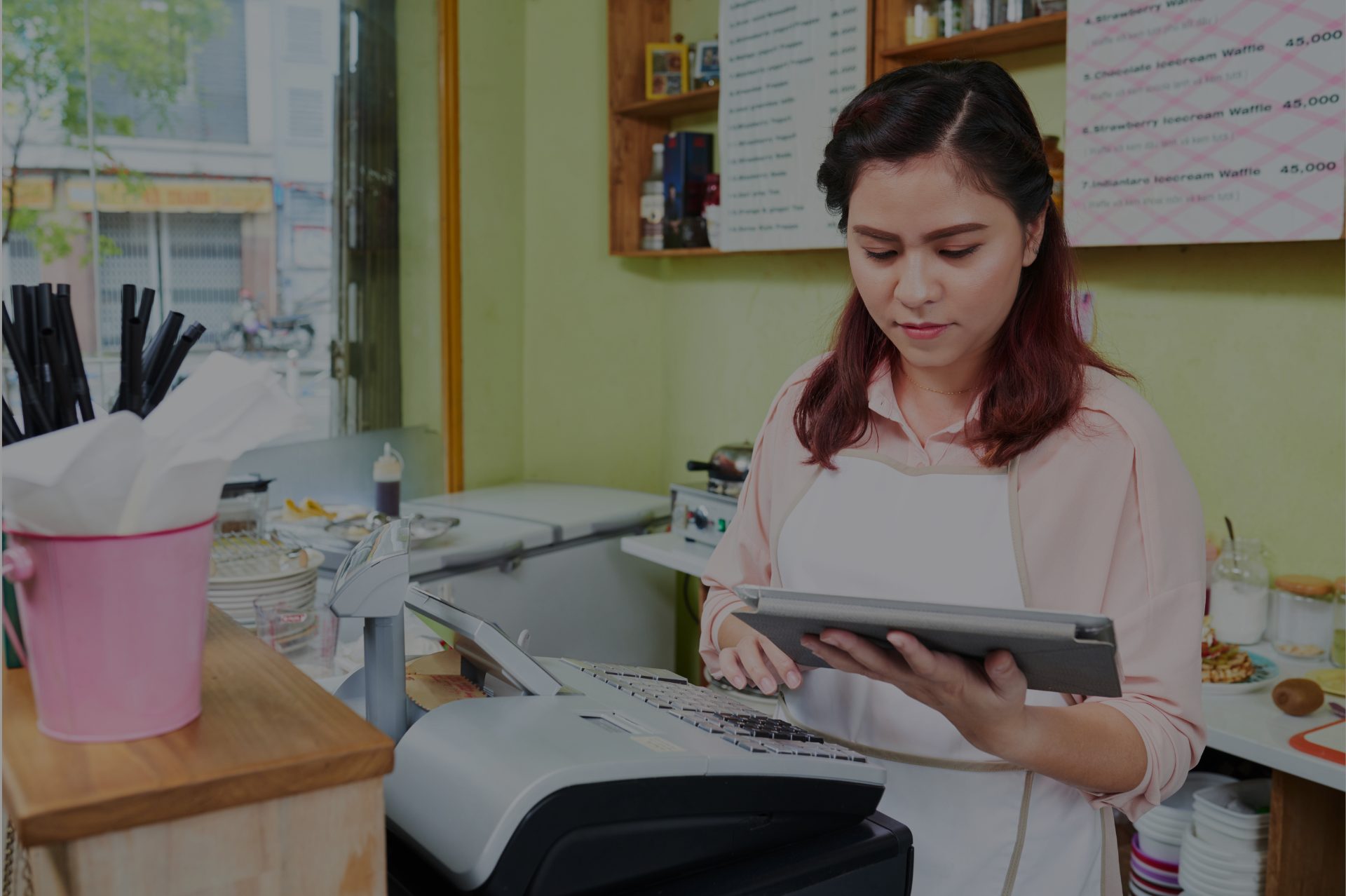 Employee managing the store's stocks and data